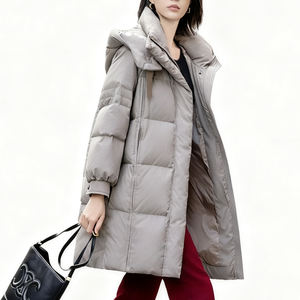 Veste en duvet d'oie à capuche palangre imperméable élégante pour femmes avec coquille en polyester-hiver nouveauté veste en duvet pour femmes - Product Image 3