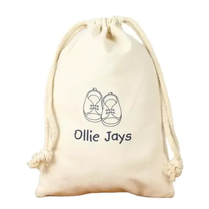 Bolsa de Tela de Algodón Orgánico Ecológica con Logotipo Personalizado, Bolsa Promocional de Calicó Blanca con Cordón, en Varios Tamaños - Product Image 4