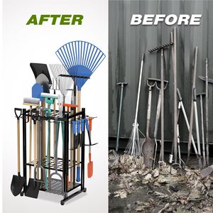 Support à <span class=keywords><strong>outils</strong></span> robuste en fer à trois niveaux avec boîte <span class=keywords><strong>de</strong></span> rangement <span class=keywords><strong>pour</strong></span> garage et <span class=keywords><strong>jardin</strong></span> - Product Image 2