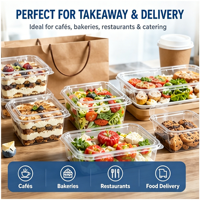 Emballages personnalisés jetables, recyclables, transparents, en plastique PET pour biscuits, gâteaux, pain, salades, tiramisu, emballages alimentaires avec couvercles