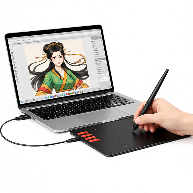 Kstar 16384 Levels Pressure Stylus Graphic Tablet for Digital Art Teaching & Gaming Laptop/Desktop Use USB Interface Stock