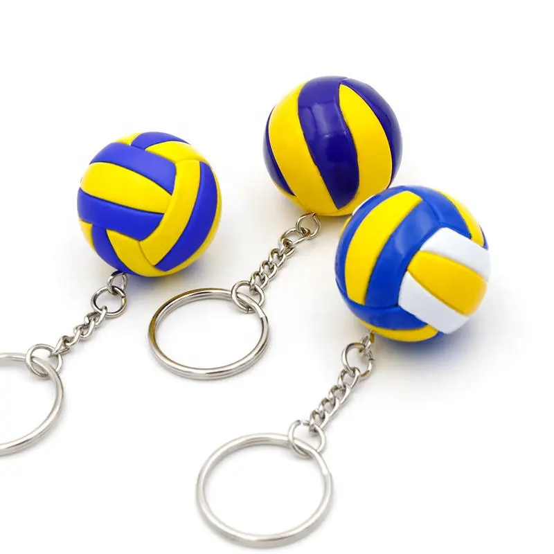 Promotional Custom Souvenir Gift New Design Sports Key Chains 3d Pvc Mini Volleyball Pendent Plastic Keychain