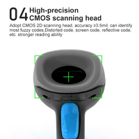 Lector de Códigos de Barras Inalámbrico 1D 2D, con Conexión USB y Bluetooth, Escáner de Códigos de Barras con Lectura Inversa de Datamatrix y Códigos de Puntos, para Sistemas Android, iOS y Windows
