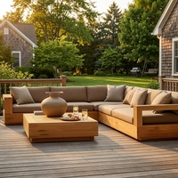 Canapé d'extérieur en teck massif de luxe, résistant aux intempéries, meubles de jardin et de terrasse
