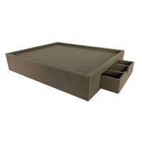 Plateau à bijoux rectangulaire en cuir véritable avec fermeture à pression - Rangement de voyage pour armoire, cuisine, salle de bain et salon