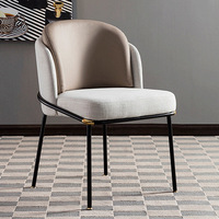 Chaise de salle à manger en métal noir de style nordique moderne, chaise de canapé en tissu pour salle à manger