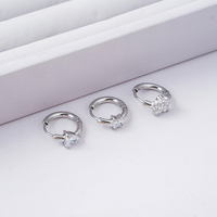 Boucles d'oreilles minimalistes simples en acier inoxydable avec zircon, motifs fleur, étoile, cœur, bijoux créoles et clous, petites et discrètes