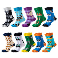 Chaussettes en coton unisexes en gros, chaussettes à motif jacquard de fruits et d'animaux, chaussettes décontractées pour tous les jours, chaussettes tendance