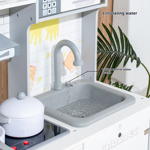 Maison de poupée Montessori <span class=keywords><strong>en</strong></span> <span class=keywords><strong>bois</strong></span> à grande échelle, lumière sonore électronique, <span class=keywords><strong>cuisine</strong></span> simulée, jouets éducatifs précoces pour enfants bébés garçons - Product Image 2