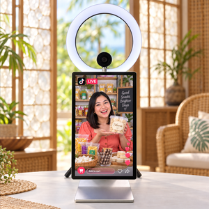 HAOCROWN Équipement de Vente en Direct 15,6 Pouces avec Caméra à Anneau Lumineux et Microphones, Station de Vente en Direct Android pour Vendeurs de Snacks - Product Image 1