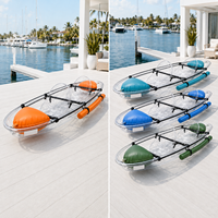 Kayak à fond transparent pour 2 personnes, coque en polycarbonate transparente avec sièges fixes et flotteurs latéraux