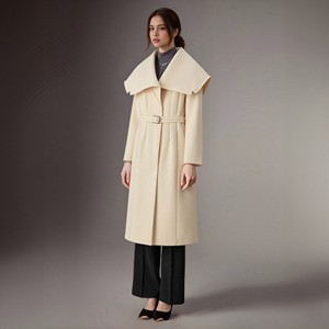 Manteau long décontracté à la mode pour femmes, couleur <span class=keywords><strong>beige</strong></span>, col cranté, ceinture plissée, manches longues - Product Image 1