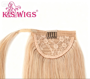 Extensiones de Cabello Humano Liso Envolvente para Cola de Caballo, Cabello Remy Virgen con Cutícula, 12-40 Pulgadas, 80-100g, con Clip, Peine y Cinta Mágica para el Cabello - Product Image 3