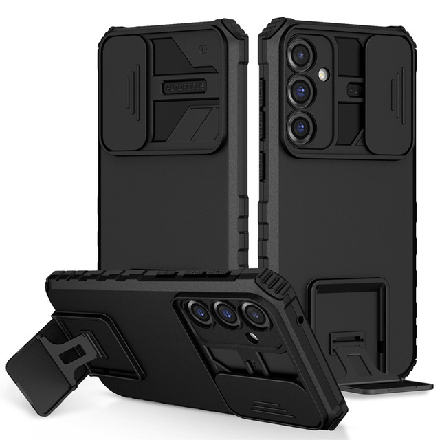 Slide Window Camera Protector Cover Stand Shockproof 2 in 1 Phone Case for Samsung Galaxy S23 FE S23 Ultra S22 S21