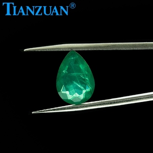 Đá Quý Rời Ngọc Lục Bảo Tổng Hợp Hình Quả Lê Màu Xanh Lục Nhạt Pha Lê Trắng Tự Nhiên - Product Image 2