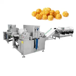 Chaleira de pipoca industrial em forma de bola comercial totalmente automática, máquina de fazer milho da linha de produção de panela, preço para venda