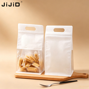 JIJID Handheld Window Cotton Paper Stand-up Zipper Bag Custom Food Packaging Pouch voor brood, snacks en cadeauverpakkingen - Product Image 3