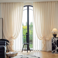 Voilage moderne haut de gamme en mousseline de ballon, couleur crème, effet miroir, translucide, non transparent, pour fenêtre, écran de fenêtre, cantonnière de salon