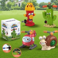 Jouets d'été aquatiques d'extérieur : Arroseurs de pelouse en plastique en forme de cactus, de poteau d'incendie et d'escargot – Cadeaux ludiques