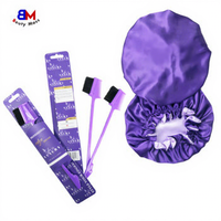 <strong>Best</strong> <strong>Selling</strong> <strong>Bonnet</strong> En Satin Sleep Cap Double Sided Custom logo <strong>Silk</strong> Satin <strong>Hair</strong> <strong>Bonnet</strong> and Edge Brush With Custom Packaging Set
