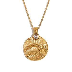 Retro Französische Nischen-Personalisierte Sonne-Mond Edelstahl 18K Vergoldete Halskette für Frauen - Product Image 6