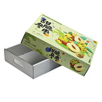 Boîtes d'emballage rigides pliables en carton ondulé coloré, écologiques et recyclables, avec poignée et logo personnalisé pour fruits et légumes frais