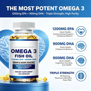 Huile de poisson <span class=keywords><strong>Oméga</strong></span> <span class=keywords><strong>3</strong></span> ODM OEM 1200mg <span class=keywords><strong>EPA</strong></span> 900mg DHA Triple Concentration Haute Pureté Sans Régurgitation Gélules Molles de Poisson des Grands Fonds pour la Santé du Cœur et du Cerveau - Product Image 2