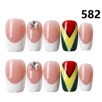 1331-1335 Faux ongles ronds faits à la main à presser, 10 pièces, style français, faux ongles 3D avec sculpture, haute qualité pour doigts