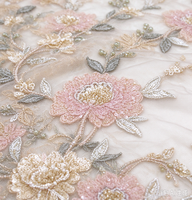 Robe de soirée pour femme, nouvelle collection, tissu en dentelle brodée avec combinaison de paillettes tissées fines 2+3+4+5mm et perles unies