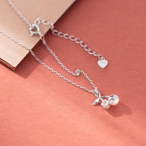 Collier en argent S925, design simple et exquis, petit collier de caractère, tendance, perle, beignets torsadés, Y02666 - Product Image 5