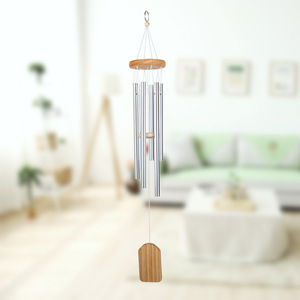 Style européen métal aluminium Tube vent carillon en bois carré pendentif pour balcon porte décoration jardin ornements produit d'usine - Product Image 5