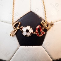 Bracelet Gemnel plaqué or 18 carats avec émail, motif but de football, breloques créatives sur le thème du sport, cadeau pour les fans de football