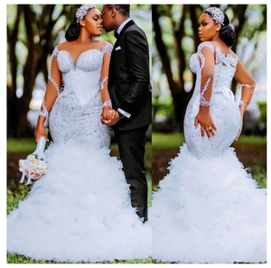 Abiti da Sposa a Sirena Stile Africano del Produttore Cinese per il <span class=keywords><strong>2026</strong></span>, Abito da Sposa a Sirena Taglie Forti - Product Image 2