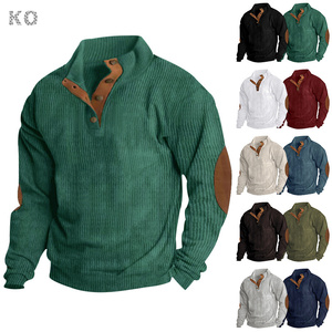 Áo nỉ nam thu đông bán chạy, áo sơ mi chất liệu corduroy tay dài, cổ đứng, kiểu dáng đơn giản, rộng rãi - Product Image 1