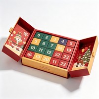 Boîte de calendrier de l'avent personnalisée de qualité supérieure avec logo, emballage à double porte avec compartiments, boîte en carton recyclable pour cadeau, cosmétique, artisanat