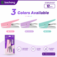 Ensemble d'agrafeuses Macaron Bachang BC-MKL0116-2SP, 12 pièces/boîte avec 1000 agrafes n°10, 3 couleurs, OEM ODM, directement de l'usine
