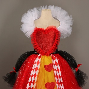 Costume de <span class=keywords><strong>Reine</strong></span> des Cœurs pour Fille, Déguisement de Conte de Fées du Pays des Merveilles, Tenue de Vilaine Scintillante pour Halloween, Costumes de <span class=keywords><strong>Reine</strong></span> Rouge Maléfique pour Enfants - Product Image 5