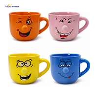 Tasses en céramique 3D à grand nez, 450 ml, pour petit-déjeuner, multicolores, en porcelaine, visages amusants, lavables au lave-vaisselle, qualité alimentaire, vente en gros à prix réduit