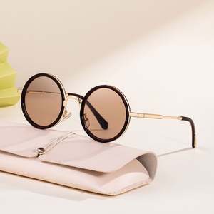 Lunettes de soleil rondes en métal pour hommes et femmes, monture fine en alliage, verres dégradés UV400, personnalisables avec logo, collection mode 2025 - Product Image 3