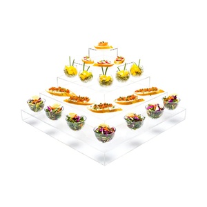 Nouveau support à gâteau moderne à étages en acrylique transparent Tide Custom pour la présentation de desserts, cupcakes, pâtisseries et bonbons - Product Image 3