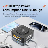 Nouveau 80W 6 ports GaN 3-en-1 Station de charge USB sans fil 4C 2A PD 65W Chargeur pour ordinateur portable Téléphone Montre Écouteurs Lampe LED magnétique