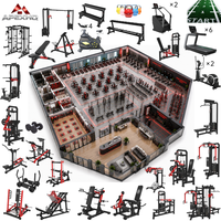 APEXHQ Équipement de Gym Commercial Complet : Pack de Machines de Fitness Professionnelles pour Entraînement Sportif, Solution Tout-en-un pour Club de 300 m²