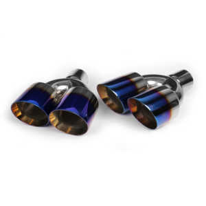 Puntas de escape dobles azules quemadas de acero inoxidable de 2,5 pulgadas, silenciador cromado pulido, tubo de cola, embellecedor de extremo trasero de coche Universal - Product Image 6
