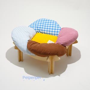 PETPAMPER Acryl Katzen nest Matte Robustes wasch bares Stoff Haustier Nest Bett für kleine Hunde Atmungsaktives Katzen bett mit Blüten blättern Design - Product Image 4