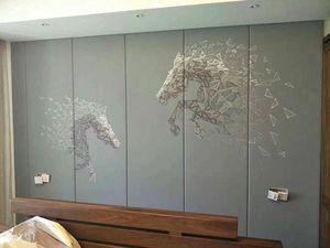 壁板,カスタマイズされたモダンな3D革刺繍壁紙クラシックホームインテリア防水耐火機能 - Product Image 2