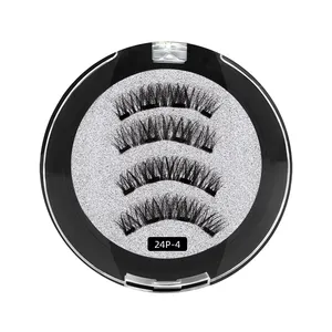 Bulu Mata Mink Magnetis 3d Tebal Grosir Bulu Mata Palsu dengan Eyeliner Label Pribadi Kotak Kemasan Kustom