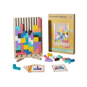 Giocattoli Educativi per Bambini, <span class=keywords><strong>Puzzle</strong></span> 3D in Legno Russo, Blocchi Geometrici Versatili per Costruzioni - Product Image 5