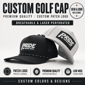 Gorra de golf impermeable de 5 paneles con logotipo de silicona personalizado, bajo MOQ, OEM, insignia de goma perforada con láser, estilo clásico. - Product Image 1