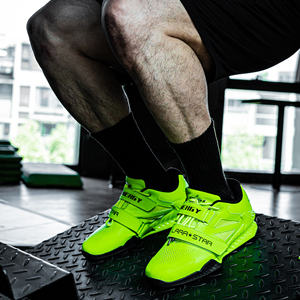 LS1035 <span class=keywords><strong>Chaussures</strong></span> de squat personnalisées <span class=keywords><strong>Chaussures</strong></span> de squat professionnelles à semelle large et à talon haut Couleur noire et verte - Product Image 6