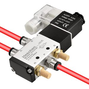 Válvula Neumática Eléctrica Heschen 4V210-06 220VAC de 5 Vías y 2 Posiciones, Bobina Simple PT1/8, Aluminio - Product Image 4